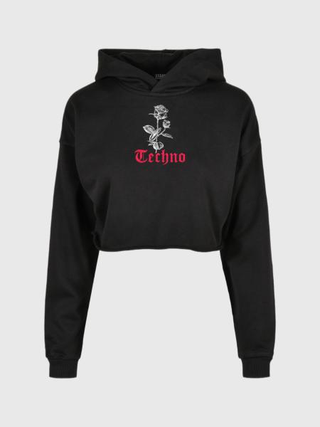 Techno Rose - Oversized Cropped Hoodie